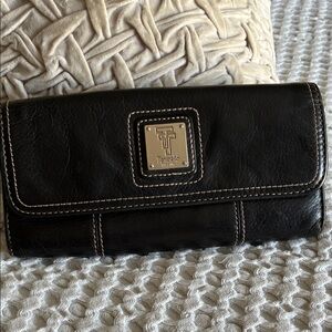Tignanello Black Leather Wallet with Logo